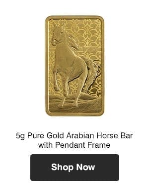 5g Pure Gold Arabian Horse Bar with Pendant Frame