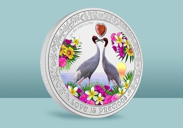  1 oz Silver Love is Precious Sarus Cranes Coin (2024)