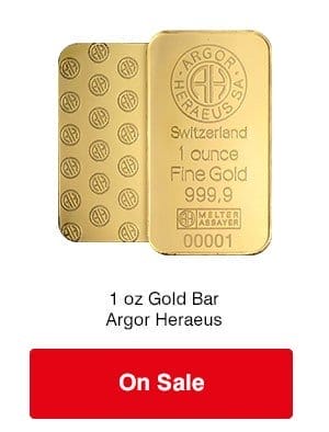 1 oz Gold Bar - Argor Heraeus on SALE!