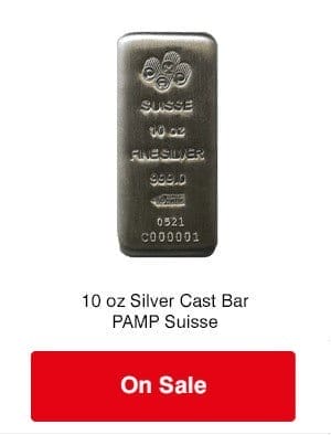 10 oz Silver Cast Bar - PAMP Suisse on sale! 