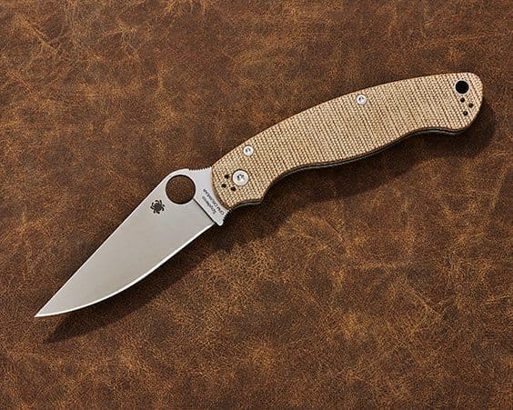 Spyderco Brown Canvas Micarta Military 2