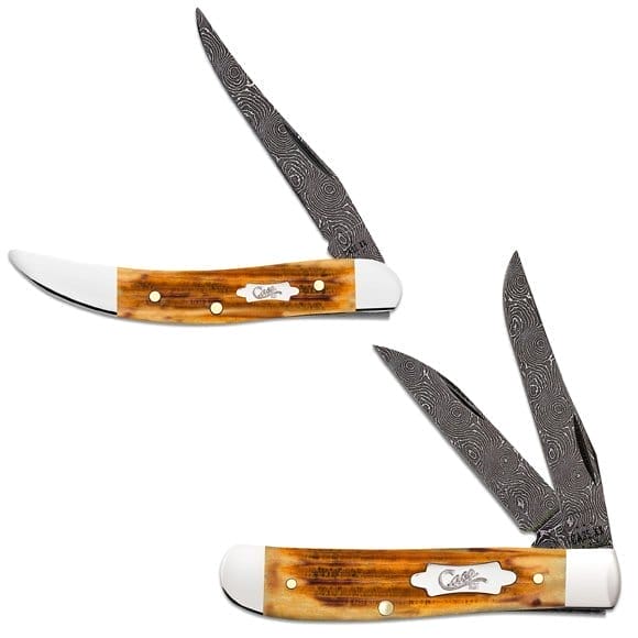 Case Second Cut Jig Burnt Goldenrod Damascus Pocket Knives