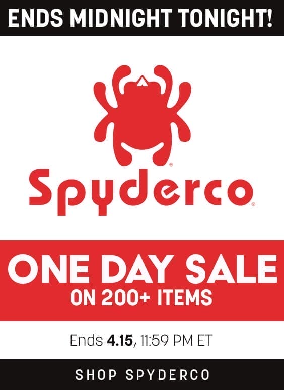 Spyderco One-Day Sale Ends Midnight Tonight!