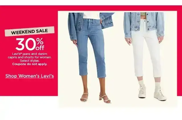 30% off levi's jeans and denim capris and shorts for women. select styles. coupons do not apply. shop women's levi's.