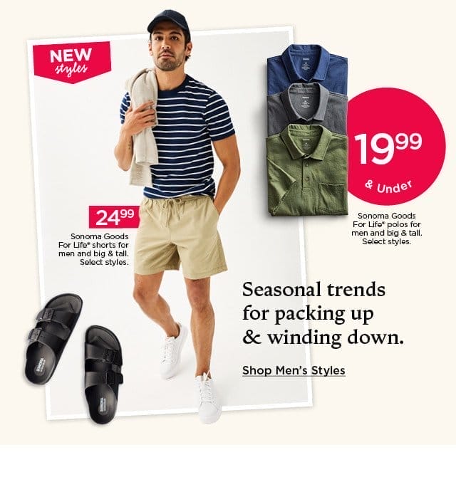 seasonal trends for packing up and winding down. shop mens styles.