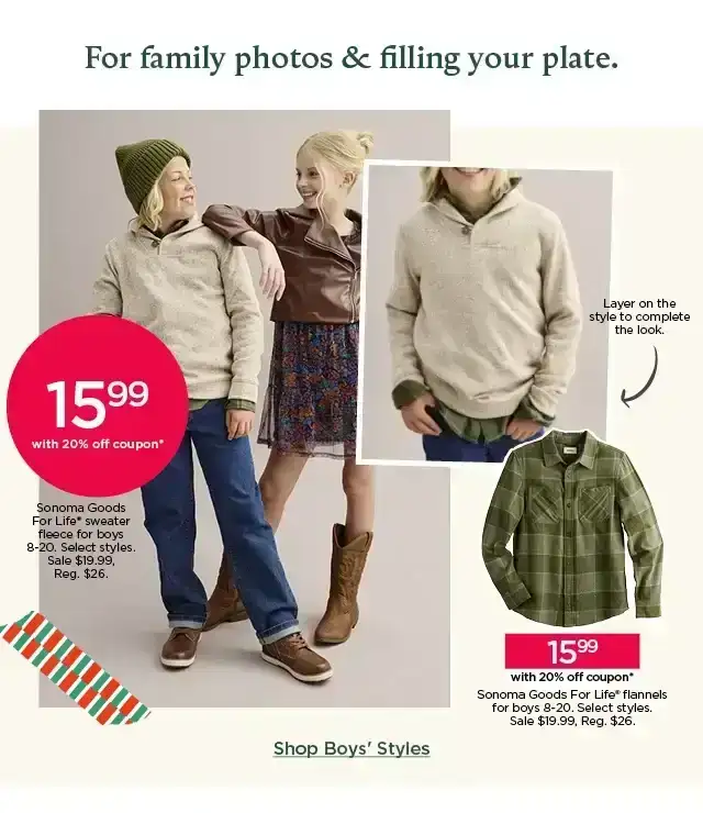 for family photos and filling your plate. shop boys styles.