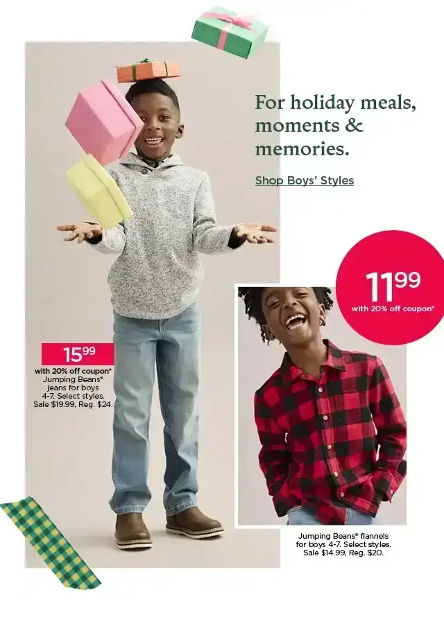 for holiday meals, moments and memories. shop boys styles.