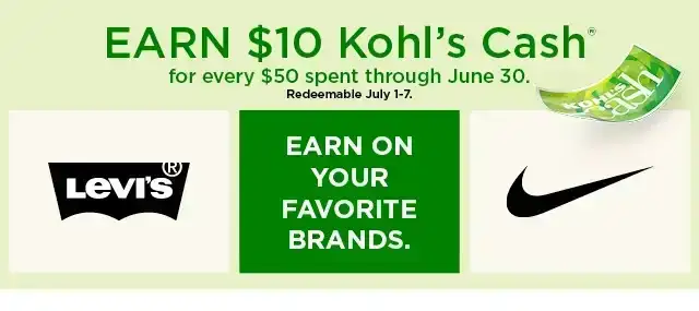 earn \\$10 kohls cash for every \\$50 spent. not valid on sephora at kohl's. shop now.