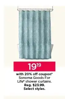 \\$19.19 with 20% off coupon Sonoma Goods For Life shower curtains. Select styles.