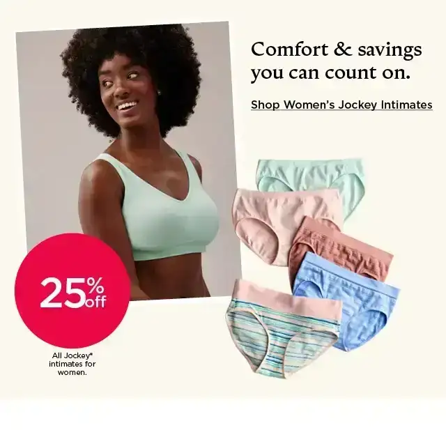 25% off jockey intimates for women. shop women's jockey intimates.