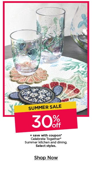 Summer sale. 30% off Celebrate Together Summer kitchen and dining. Select styles. Shop now.