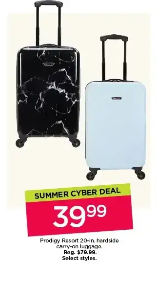 Summer cyber deal. 60% off luggage. Select styles.