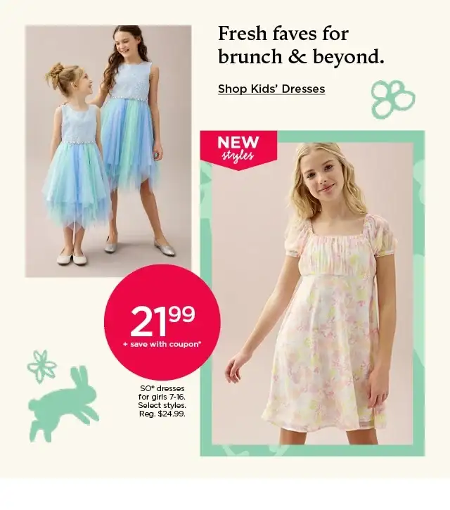 21.99 plus save with coupon on so dresses for girls. select styles. shop kids dresses.