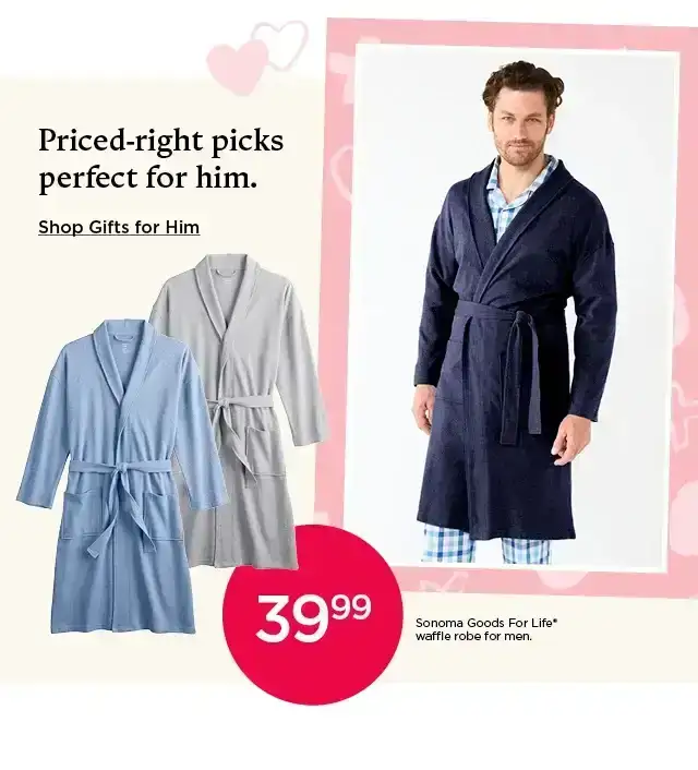 39.99 sonoma goods for life waffle robe for men. shop gifts for him.