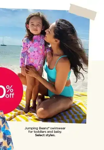 20% off jumping bean swimwear for toddlers and baby. select styles. shop now.