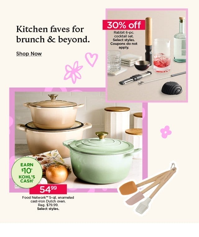 Kitchen faves for brunch and beyond. 30% off rabbit 6 piece cocktail set. Select styles. Coupons do not apply. \\$54.99 food network 5 quart enameled cast-iron dutch oven. Select styles.