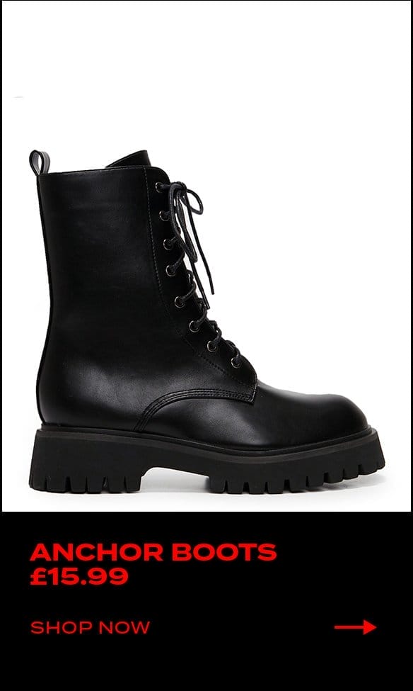 Anchor Black Military Lace Up Boots