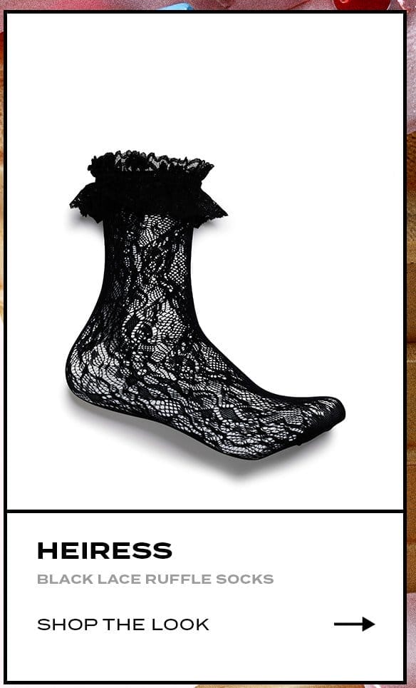 Heiress Black Lace Ruffle Socks