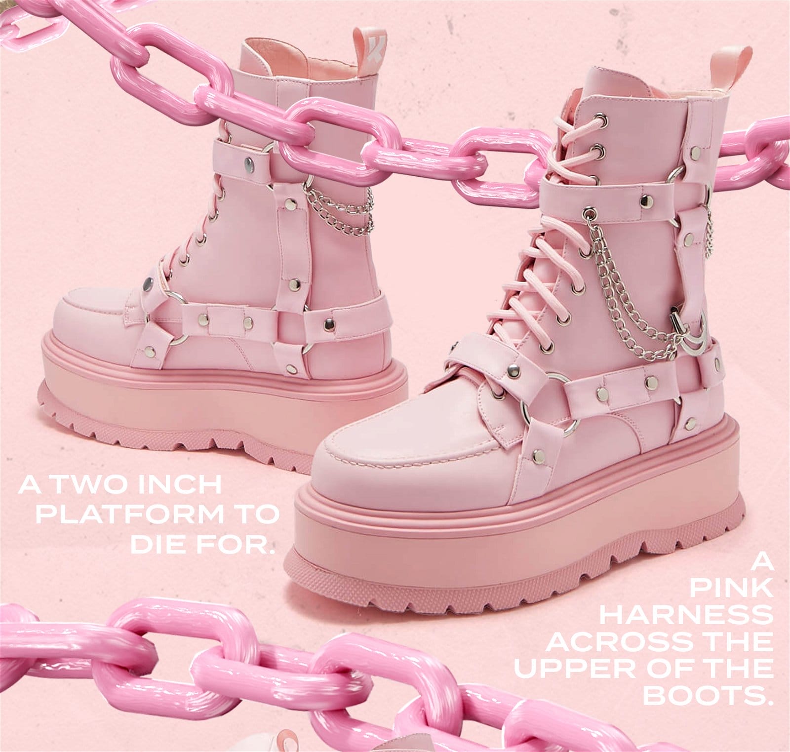 Yami Pastel Pink Platform Boots Banner