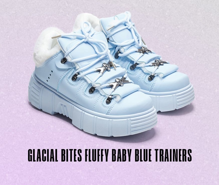 Glacial Bites Fluffy Baby Blue Trainers