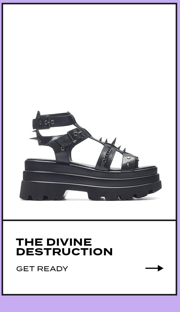 The Divine Destruction Spiked Chunky Sandals - Black