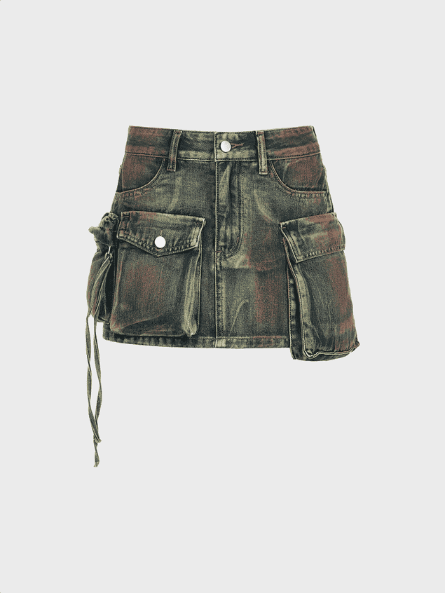 Multicolor Denim Pockets Bott...