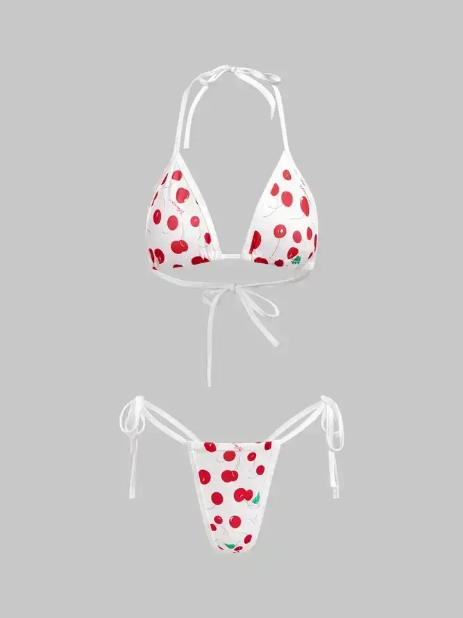 Cherry Halter Bikini Set