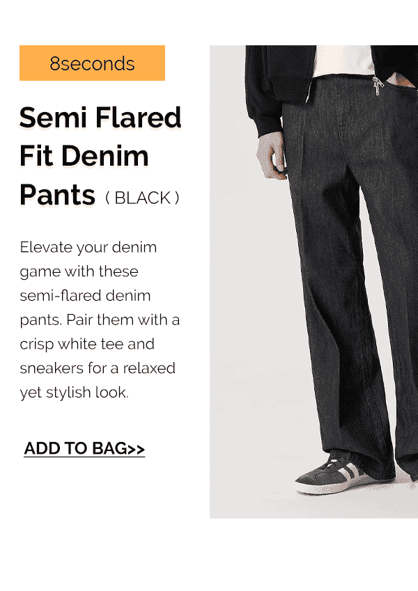 8 SECONDS SEMI FLARED FIT DENIM PANTS BLACK