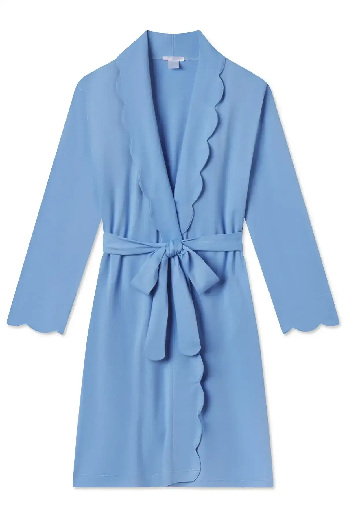 Image of Pima Scallop Robe in Baltic Blue