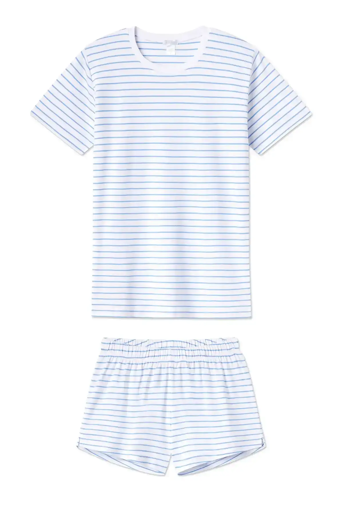 Image of Pima Weekend Shorts Set in Baltic Blue Stripe