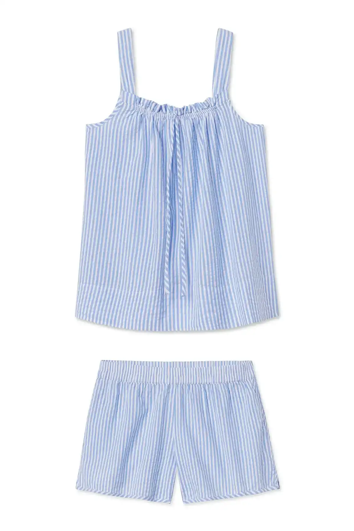 Image of Alice Shorts Set in Blue Seersucker