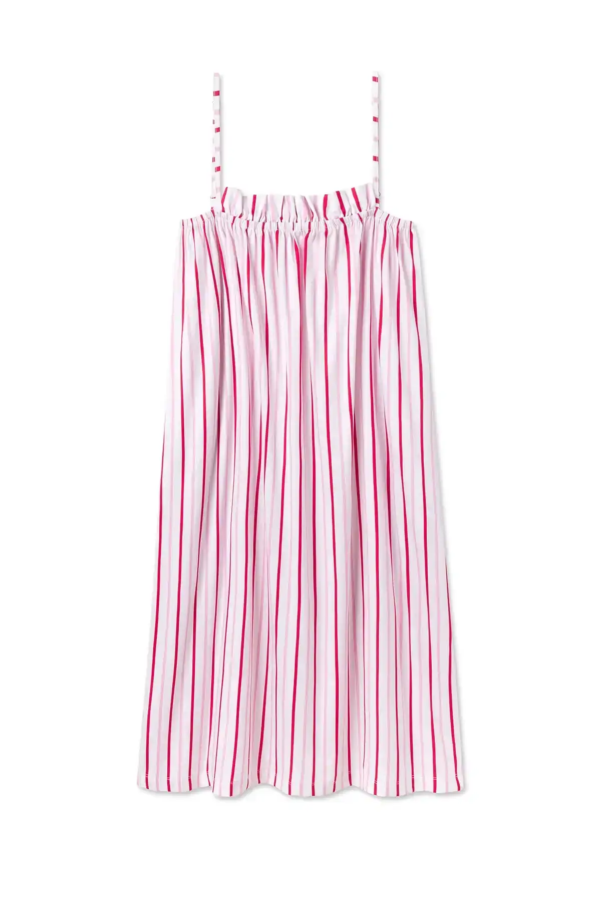 Image of Poplin Ruffle Midi Nightgown in Candy Stripe