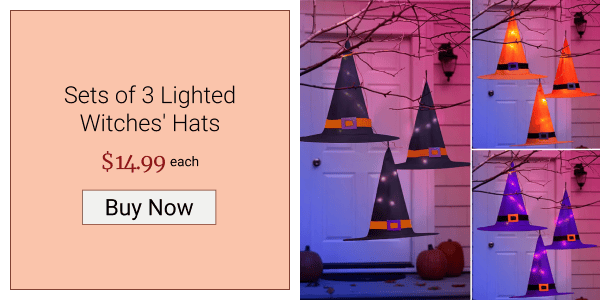 Sets of 3 Lighted Witches' Hats