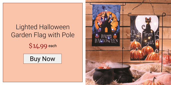 Lighted Halloween Garden Flag with Pole