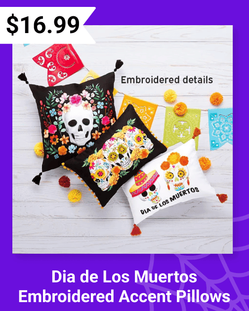 Dia de Los Muertos Embroidered Accent Pillows