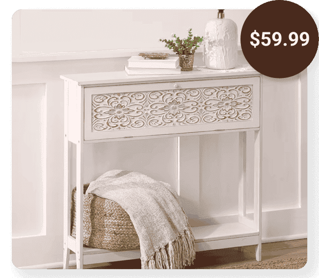 Slim Carved Design Console Tables with Hidden Storage