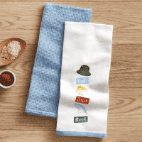 Set of 2 Embroidered Gone Fishing Kitchen Towels