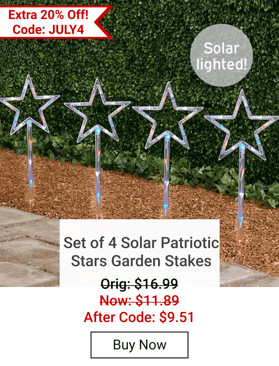 Set of 4 Solar Patriotic Stars Garden Stakes