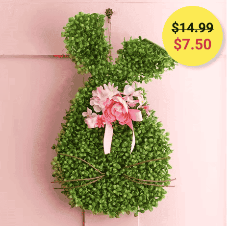 Faux Boxwood Bunny Door Hanger