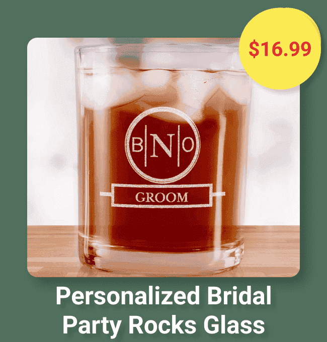 Personalized Bridal Party Rocks Glass