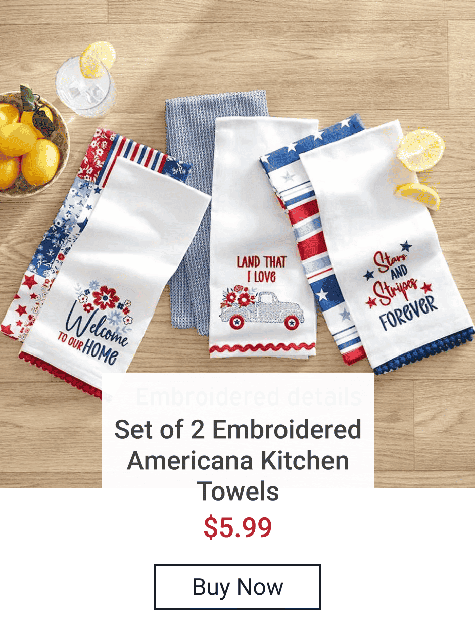 Set of 2 Embroidered Americana Kitchen Towels