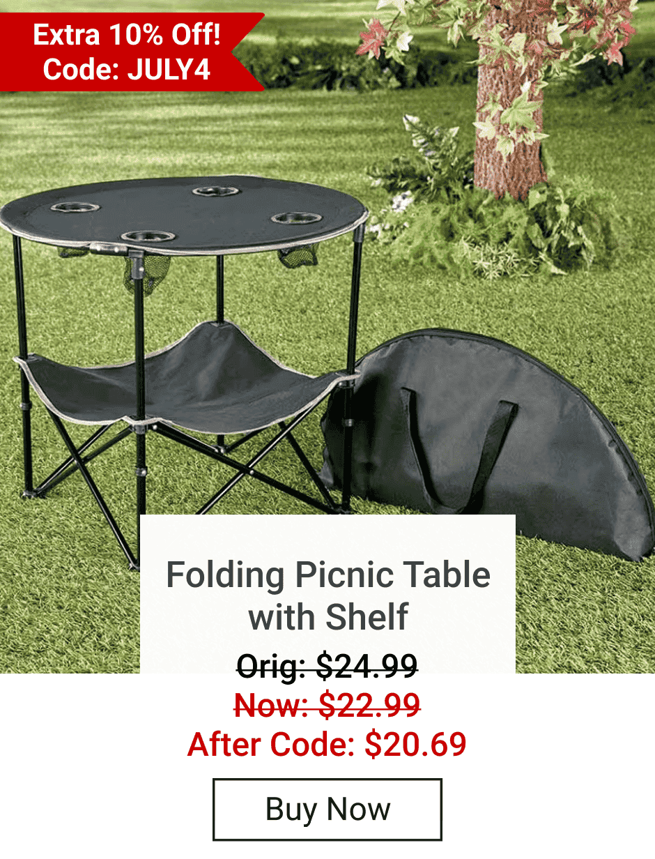 Folding Picnic Table with Shelf