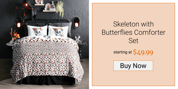 Skeleton with Butterflies Comforter Set