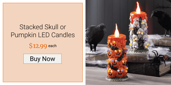 Stacked Skull or Pumpkin LED Candles