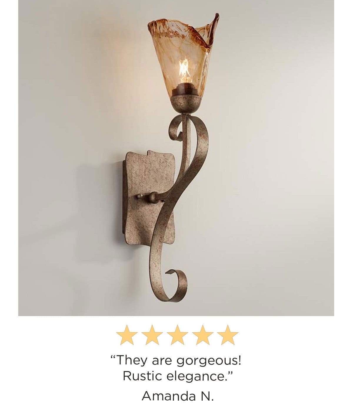 5 stars - "They are gorgeous! Rustic elegance." Amanda N.
