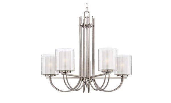 Possini Euro Melody 26 3/4 in. Double Glass and Brushed Nickel Chandelier