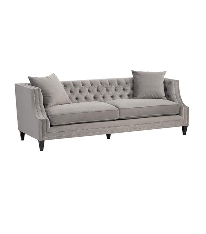 Marilyn 93in. Wide Gray Velvet Tufted Upholstered Sofa