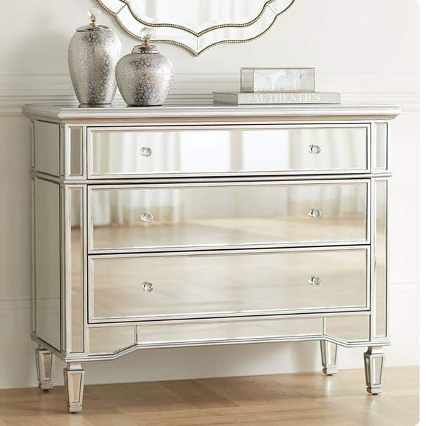 Josephine 42 in. Wide 3-Drawer Mirrored Accent Chest