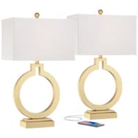 360 Lighting Lauren 28 1/2" Gold Ring USB Table Lamps Set of 2