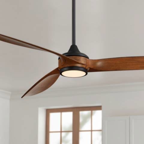 60" Casa Vieja La Jolla Surf Matte Black LED Ceiling Fan with Remote